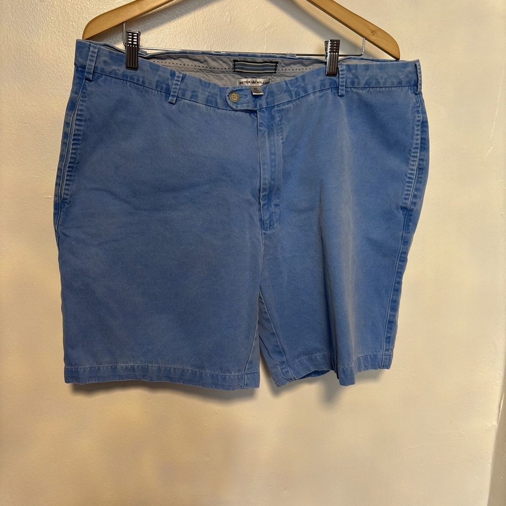 Peter Millar Pilot Twill Stretch Pima Cotton Shorts Size 40 Men's blue